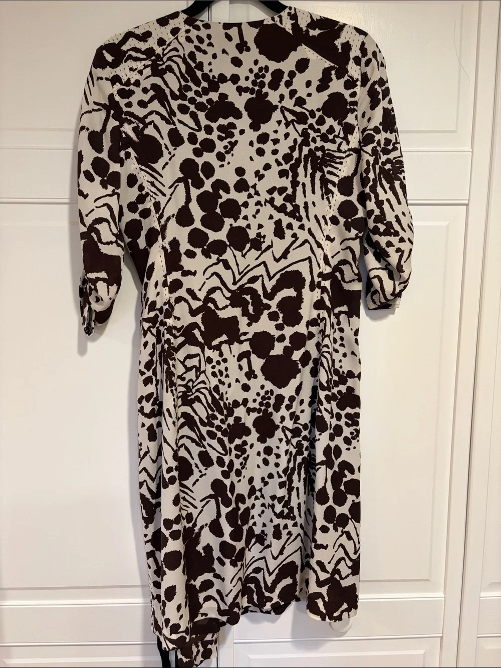 Tory Burch Brown and Cream Animal-Print Wrap Dress